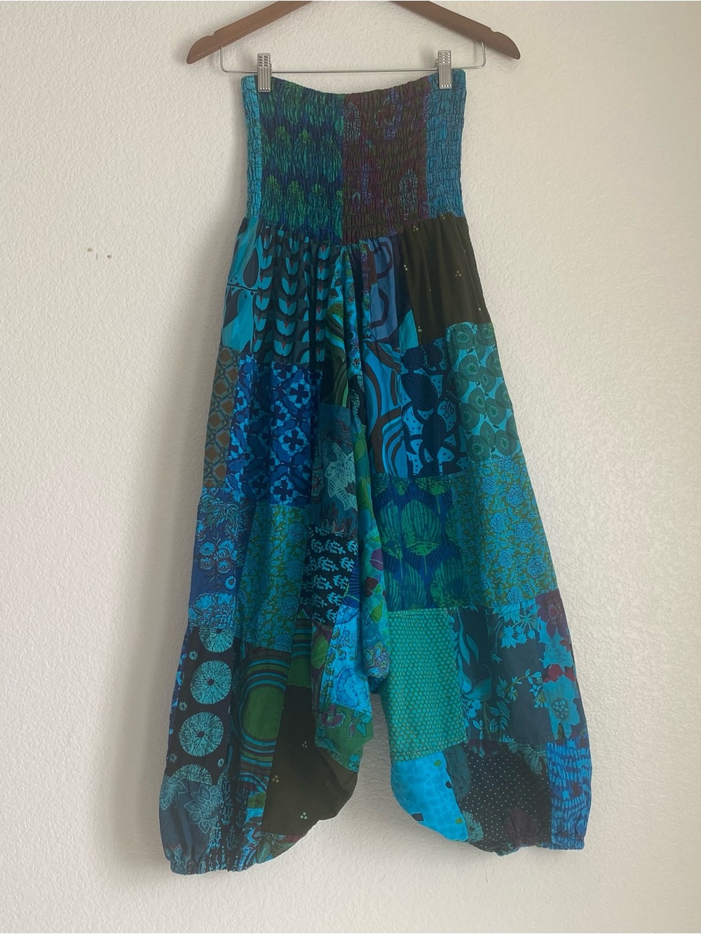 Tribe Azure Casual Pants Patchwork Comfortable Baggy Yoga Hippie, L/XL
